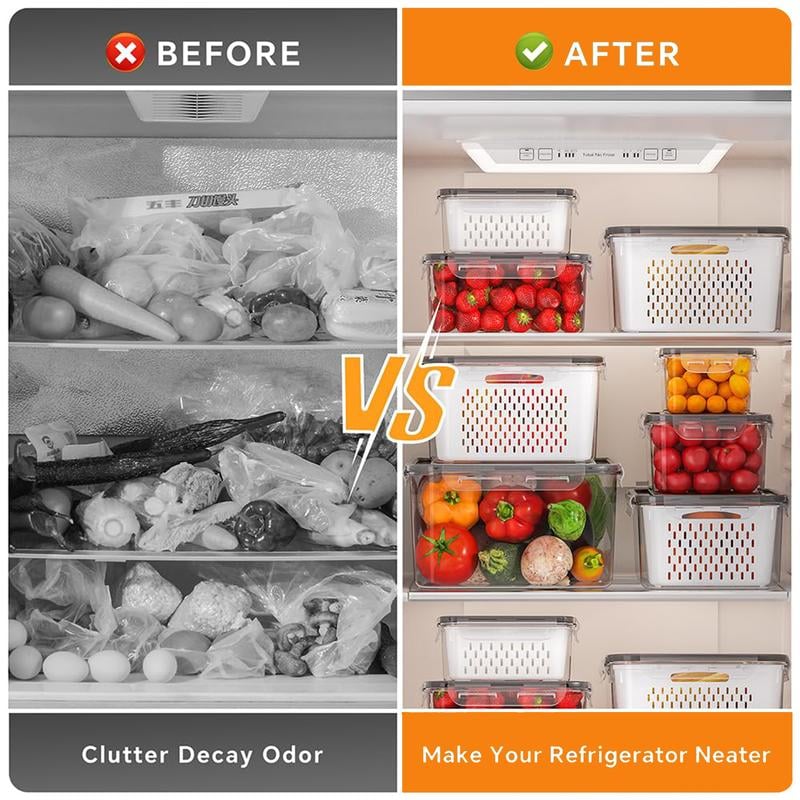 💖Last Day Sale 49% OFF🔥Household transparent plastic food storage box-Including drain basket💧