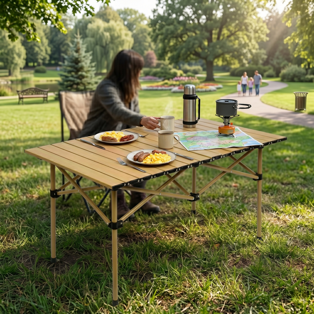 Portable outdoor folding table
