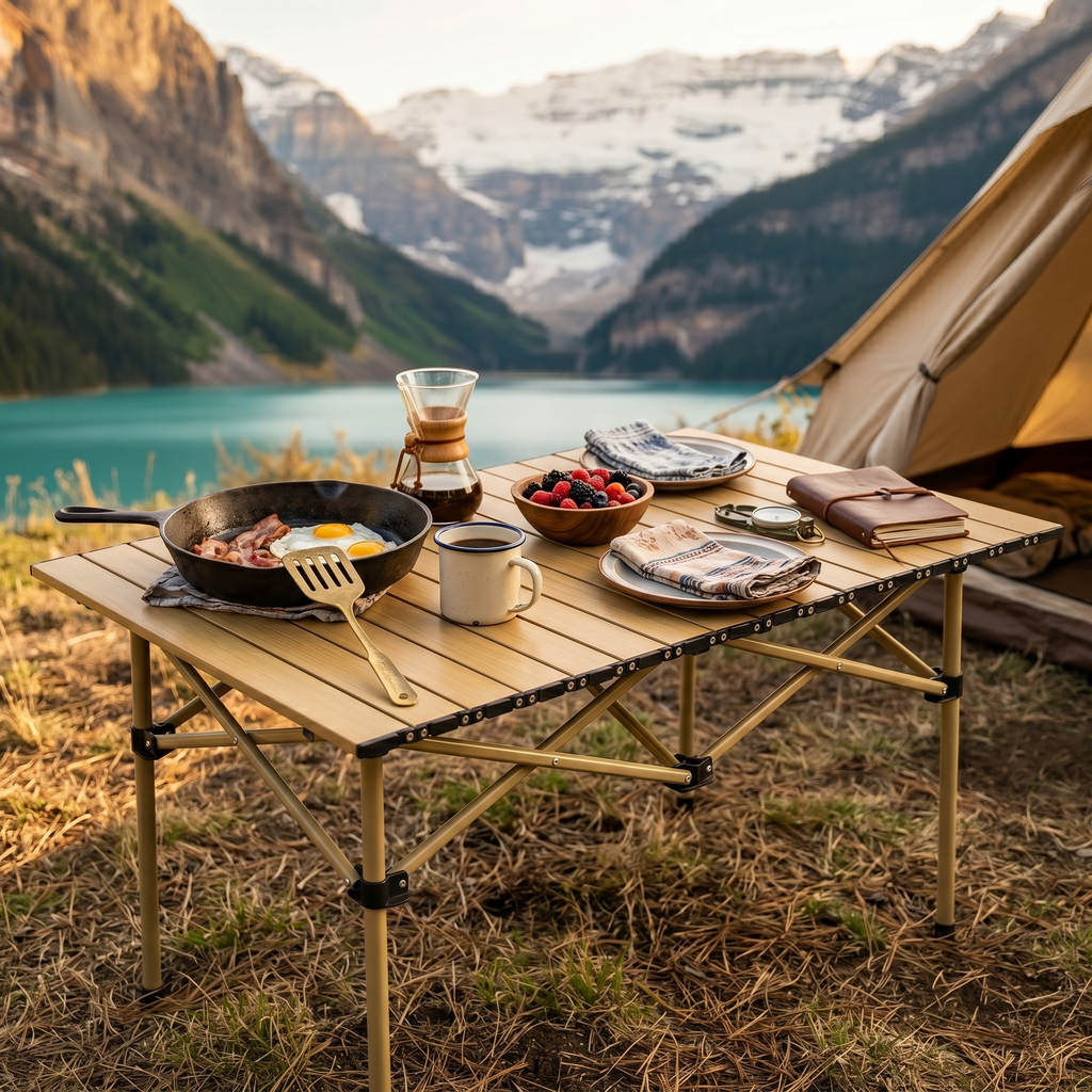 Portable outdoor folding table
